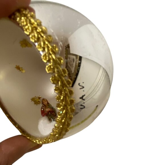 Mouth-Blown Glass Christmas Nativity Ornament  Silver Ball Gold Star Italy 5" - Picture 3 of 8